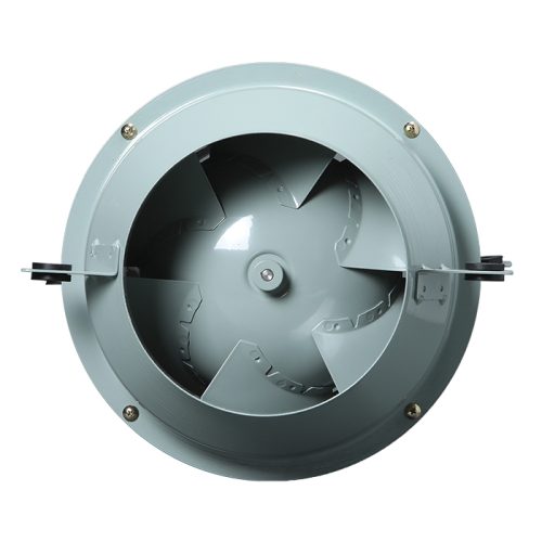 Round inline ventilating fan for duct ventilation systems
